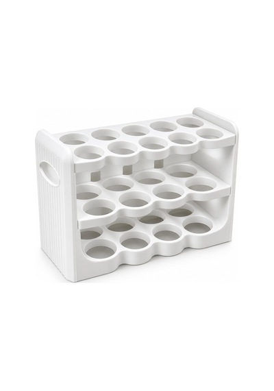 Tr 3 Katlı 30'lu Yumurta Organizeri, Plastik, Beyaz, 26x9,5x17 Cm Diğer
