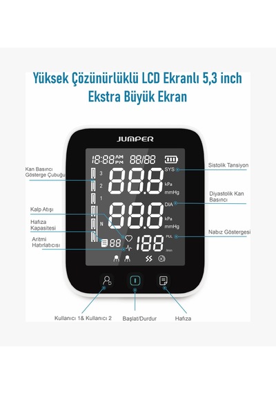Jumper Üst Koldan Dijital Tansiyon Aleti Elektronik Nabız Ölçer Jpdha101