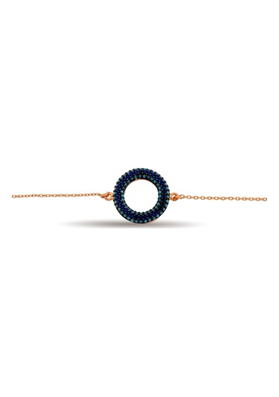 925 Ayar Gümüş Zirkon Taşlı Renk Halkası Bileklik - B031801 Rose Gold