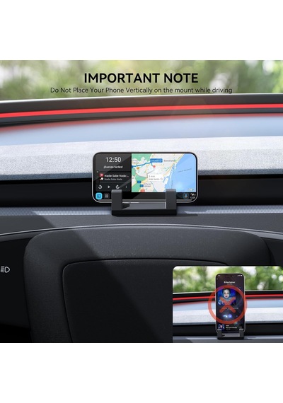 Lexroo Silikon Telefon Montaj Tutucu Tesla 2024 Model 3 Highland Dashboard Ön Cam Hava Firar Eller Standart