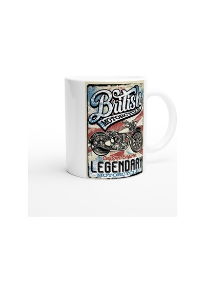 British Legendary Motorcycle Baskılı Kupa Bardak Renkli