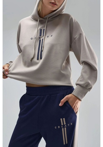 Hiccup Modal Dokulu Kapüşonlu Sweatshirt Ve Şerit Detaylı Pantolon Takımı Bersan Collection Taba Doğal Hiccup Modal Dokulu Kapüşonlu Sweatshirt Ve Şerit Detaylı Pantolon Takımı Bersan Collection Taba Doğal
