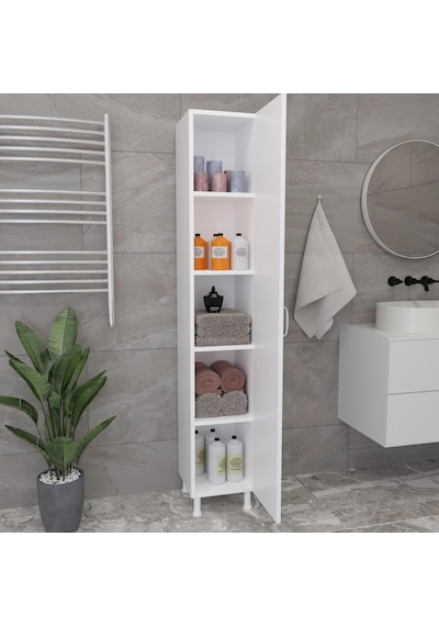 Tuliplife Çok Amaçlı Boy Dolabı 4 Raflı Tek Kapaklı Beyaz Dolap, Tlpbd1 Beyaz