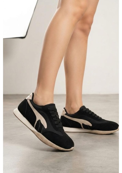 Papuçcity Dvmd 5300 Kadın Sneakers Spor Ayakkabı Siyah - Bej