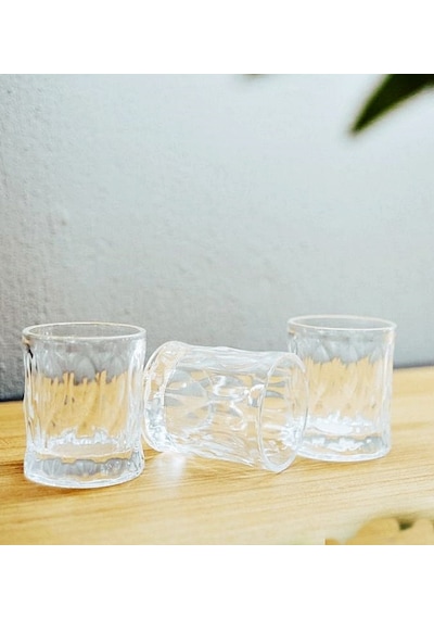 El Yapımı Cam Viski Meşrubat Bardak 4'lü Set
