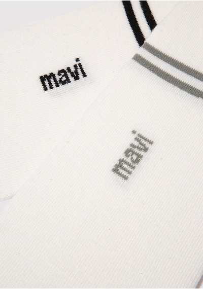 Mavi - 2'li Ekru Babet Çorabı 092593-34523 Pembe