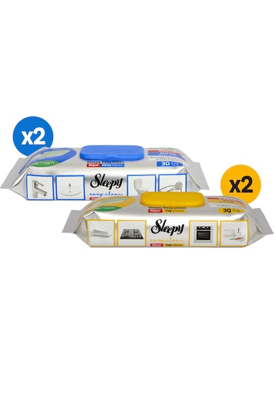 Sleepy Easy Clean Süper Yağ Çözücü&Kireç Sökücü Yüzey Temizlik Havlusu&Mendili 4x30 (120 Yaprak)