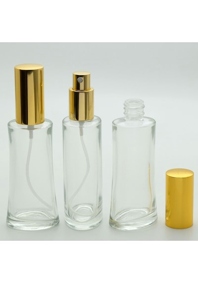 Boş Parfüm Şişesi 50 ML 2 Adet Eyfel Sarı Metal Valf ve Kapak Şişe