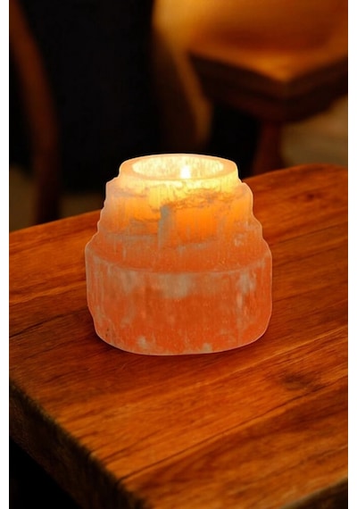 Turuncu Selenit Mumluk 8 Cm Tealight Mumluk