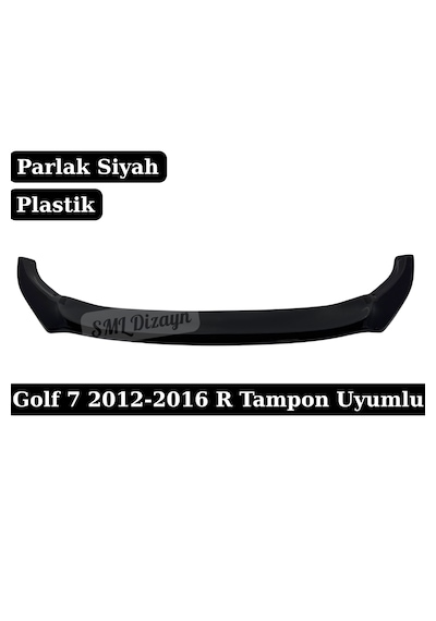 Vw Golf 7 R Tampon Uyumlu Ön Lip - Parlak Siyah Piano Black Plastik Tampon Eki 2012-2016