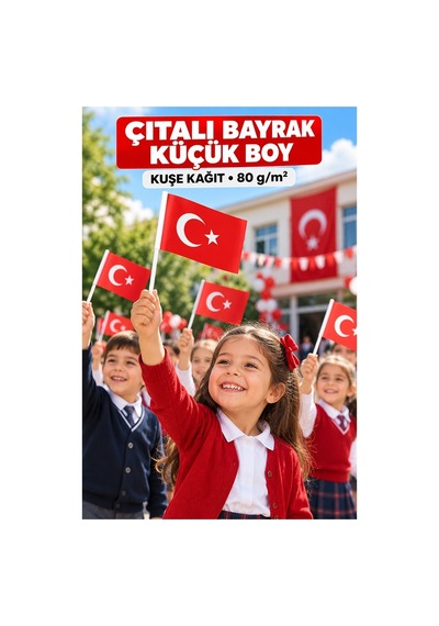 Çıtalı Bayrak Kağıt 20x12 Cm 5 Adet Ay Yıldızlı Türk Bayrağı Çıtalı Sopalı Küçük Bayrak Plastik Çubuklu Bayrak Diğer