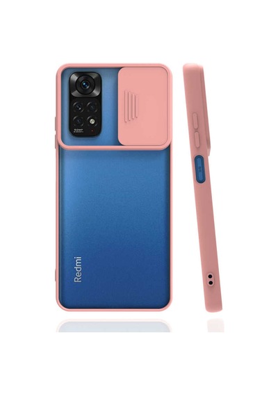 Kilifone - Redmi Note 11 Pro 5g Uyumlu - Kılıf Slayt Sürgülü Arkası Buzlu Lensi Kapak - Pembe Açık