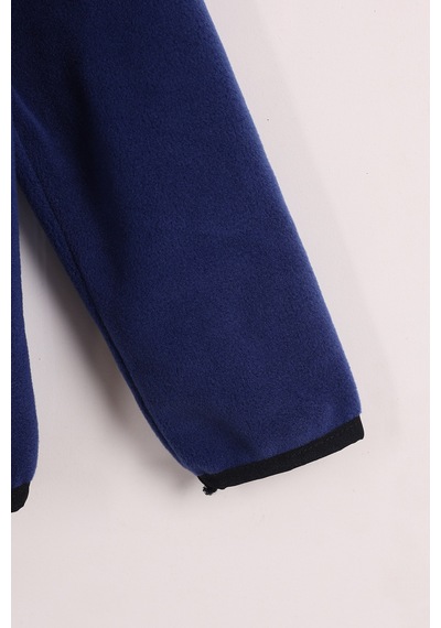 Monox Çocuk Lastik Manşetli Fermuarlı 3 Cepli Unisex Polar Ceket Saks Mavi