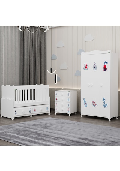 Elegant Yıldız 3 Bebek Odası Takımı - Denizci Beyaz
