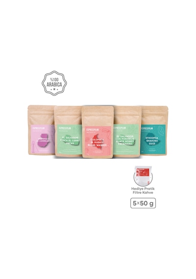 Dünya Kahveleri Deneme Seti Çekirdek Kahve – 5 Farklı Tür, 250 gr Premium Kahve Paketi