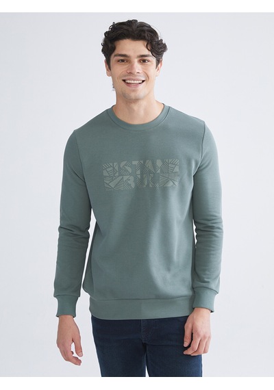Lc Waikiki Lc Waıkıkı Yeşil Bisiklet Yaka Uzun Kollu Sweatshirt