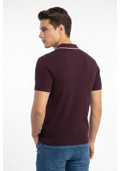 Baglan Erkek Spor Polo Yaka Triko Tişört Bgl-st05374 Mürdüm