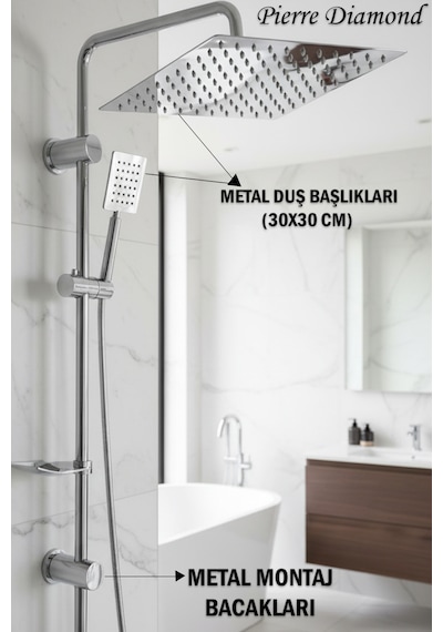 51222 Robot Duş Takımı Paslanmaz Çelik Banyo Duş Seti Siyah Krom Gold Beyaz Krom