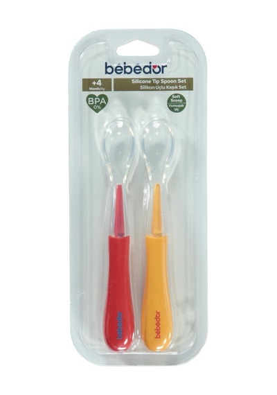Bebedor 2Li Silikon Uçlu Mama Kaşığı 8554 Karışık Mavi - Sarı