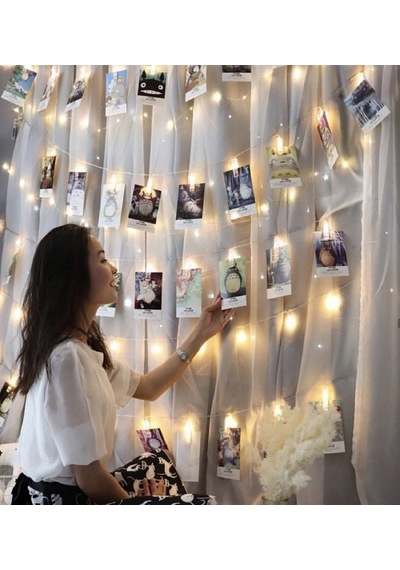 30 Mandallı Usb Girişli Peri Led Işıklı Fotoğraf Askısı