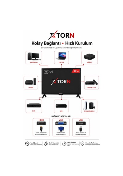 Torn 19" Sesli Uzaktan Kumandalı 75hz 5ms Hdmı Vga Geniş Ekran Monitör