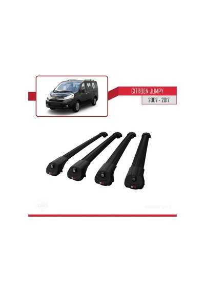 Citroen Jumpy 2007-2017 Arası İle Uyumlu Ace-1 Ara Atkı Tavan Barı Siyah 4 Adet Bar