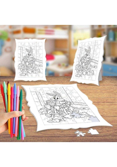 Havuç Yiyen Bebek Tavşan Boyama Puzzle Tablo Çocuk Eğitici Yapboz