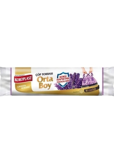 Koroplast Büzgülü Lavanta Kokulu Orta Boy Çöp Torbası 12 Adet Mor 55 x 60 CM