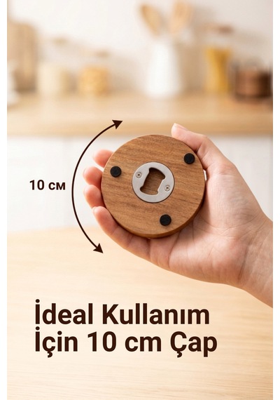 Ahşap Bardak Altlığı 6'lı Set Ahşap Şişe Açacaklı Stantlı Bardak Altlığı Sunum Seti Bardakaltligi, One Size