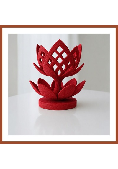 Bezos 3d Baskı Lotus Çiçeği Mumluk - Dekoratif Tealight Mumluk-kırmızı Pro