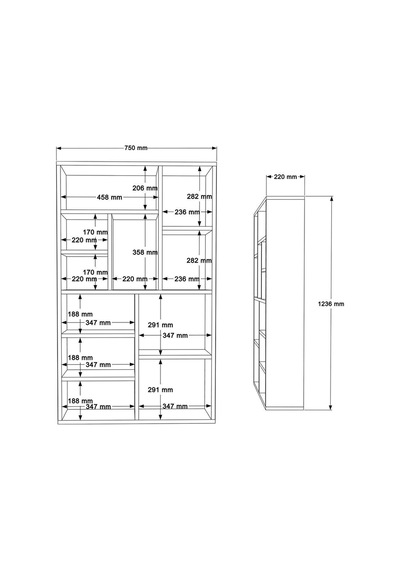 Korrion Kitaplık 124cm Sepet-antrasit Kor1-sa Antrasit