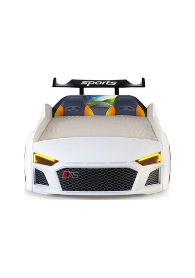 Beyaz Arabalı Yatak V12 Audi Işıklı Full Plastik