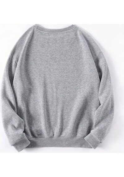 Uyguntarz Unisex Sevimli Marshmallows Baskılı Oversize Sweatshirt Gri