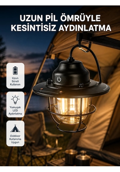 Outdoor Retro Kamp Işığı Uzun Ömürlü Pil Taşınabilir Suya Dayanıklı Çoklu Renk
