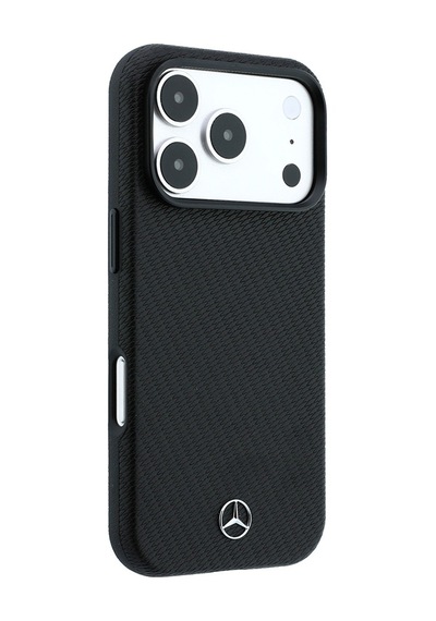 Apple Uyumlu iPhone 18 Pro Kılıf Mercedes Benz Lisanslı M-safe Uyumlu 3d Metal Logolu Wrap Wood Deri Kapak Siyah