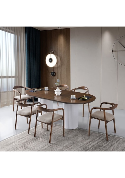 Lucca Ahşap Masa Sandalye Takımı 90x200 Ceviz