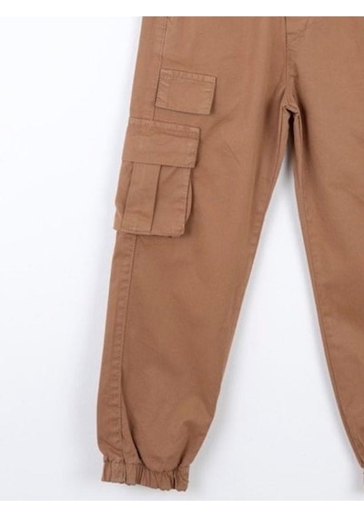 Nk Kids Çocuk Kargo Cepli Beli Paçası Lastikli Kargo Pantolon-13834-camel Camel