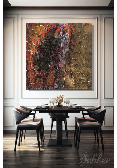 Kare Kanvas Tablo Tekli Ev Kafe Ofis Derin Dokuya Sahip Prestijli Soyut Sanat Eseri 2724