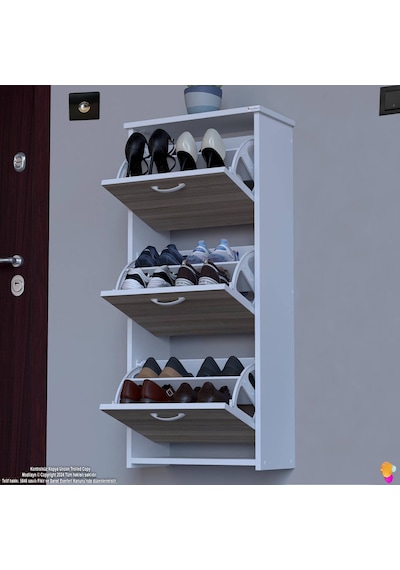 Modilayn West Asma Kapı Önü 52x116x 26 Cm Lik 3 Düşer Kapak 6 Göz Bölmeli Ayakkabılık Beyaz - Cordoba Modilayn West Asma Kapı Önü 52x116x 26 Cm Lik 3 Düşer Kapak 6 Göz Bölmeli Ayakkabılık Beyaz - Cordoba