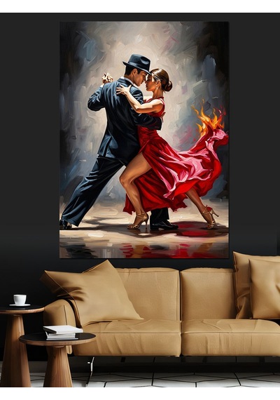 Tango Yapan Çift Dekoratif Kanvas - Mdf Ahşap Tablo