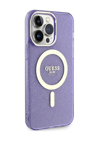 Apple Uyumlu iPhone 13 Pro Kılıf Guess Magsafe Şarj Özellikli Glitter Kapak