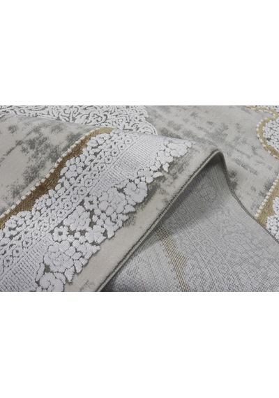 Nostalji Seri Gold Klasik Motifli Altı Kaymaz Makine Dokuma Halı 13418-836 Beyaz