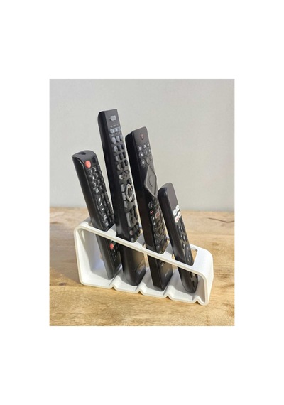 4 Bölmeli Modern Kumandalık Tv Ünitesi Düzenleyici Stand - Beyaz - 18x8.5x6.5 Cm
