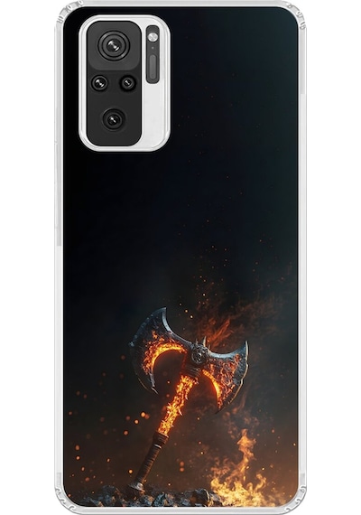 Xiaomi Redmi Note 10 Uyumlu Şeffaf Kılıf Balta Tasarımlı