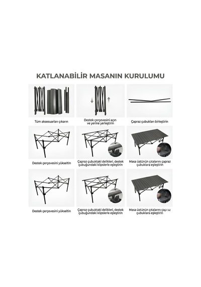 İnflatable Mattress Kmp252 60x90 Katlanabilir Alüminyum Kamp Masası Çok Renkli