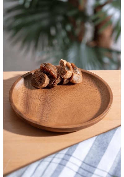 Akasya Tabak - Yuvarlak Servis Pasta Tabağı 25 Cm Kahverengi