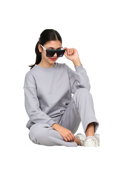 Erdem Kıds Unisex Kız-erkek Çocuk 3 İplik Şardonlu Pamuklu Basic Bisiklet Yaka Okul Eşofman Takımı Gri Gri