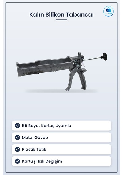 Kalın Silikon Tabancası Kartuş Uyumlu Metal Gövdeli Plastik Tetik