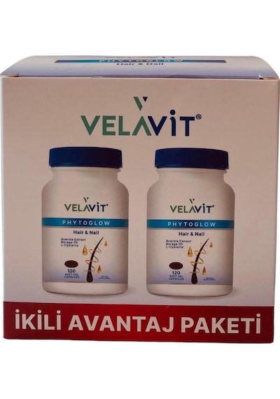 Velavit Phytoglow Hair & Nail 120+120 Soft Jel Kapsül 2 Li Avantaj Paket