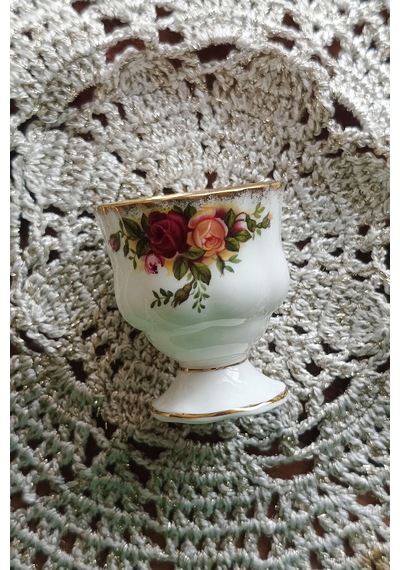Old Country Roses Bone China Antika Yumurtalık 7.5x5 Cm 1 Adet Beyaz